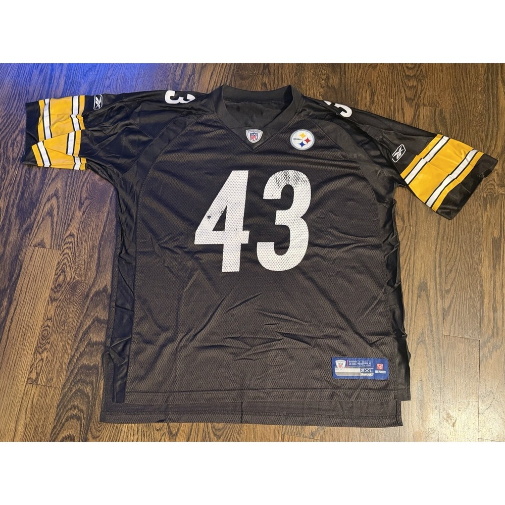 Reebok Troy Polamalu Pittsburgh Steelers Black #43 Jersey Men Size 2XL XXL
